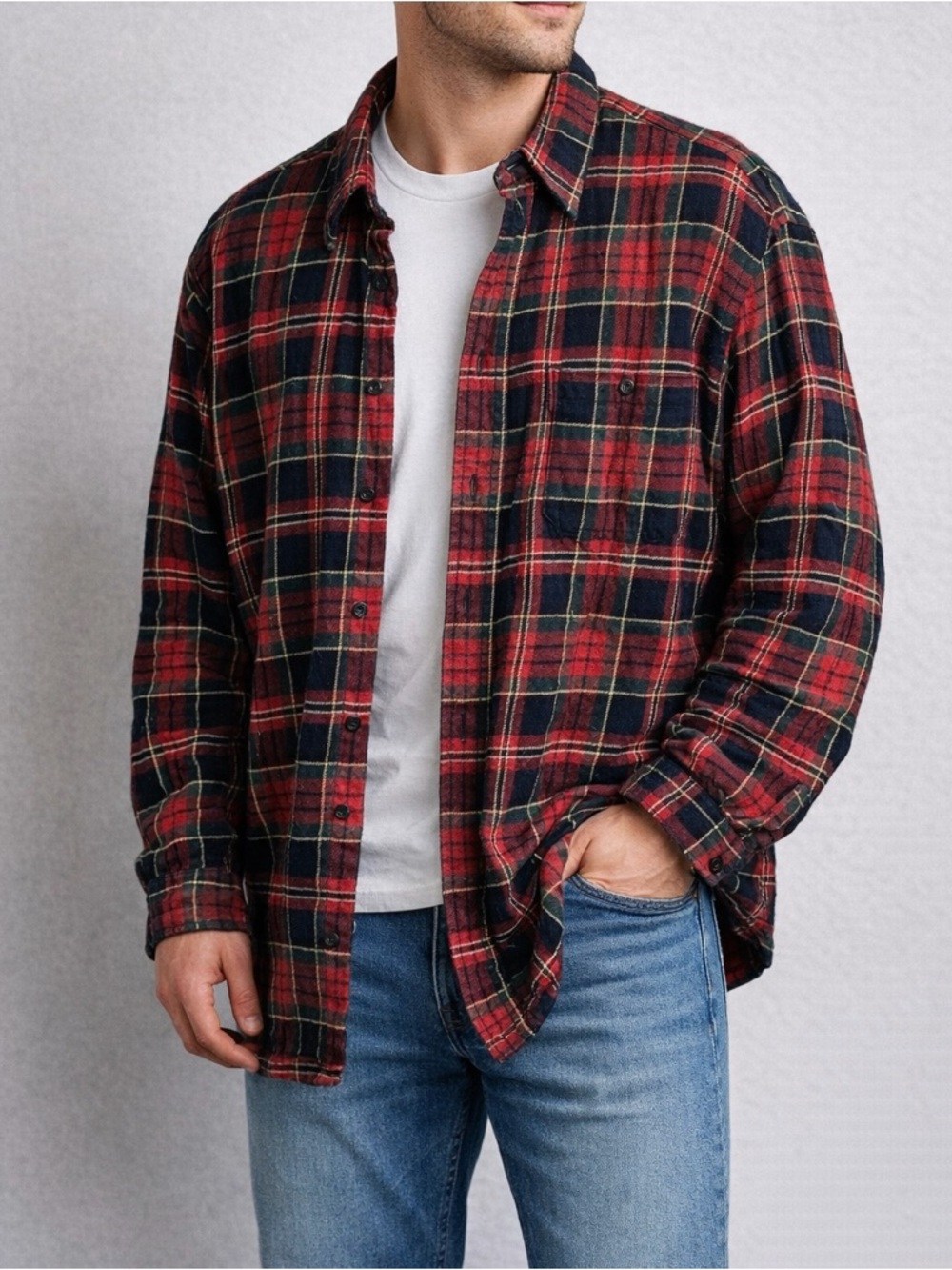 Polo Ralph Lauren Plaid Flannel‎ Shirt 2XB Big Tall Red Green Button Down